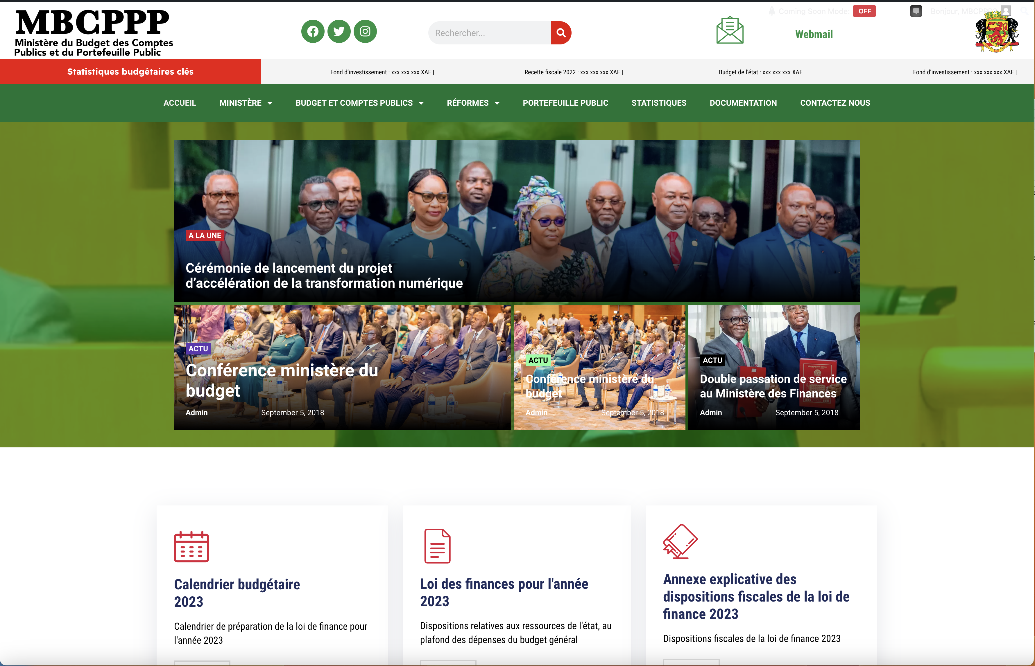 Site web Ministère du Budget